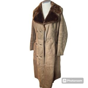 Monza Modell Vintage Suede Fur Coat Double Breasted Vintage
